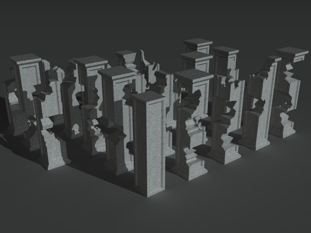 Ruined Columns 2 Low-poly 3D model_6