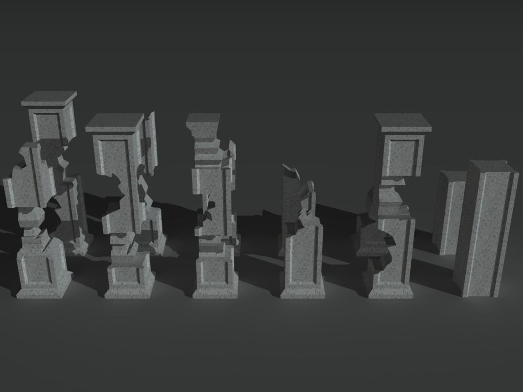 Ruined Columns 2 Low-poly 3D model_4