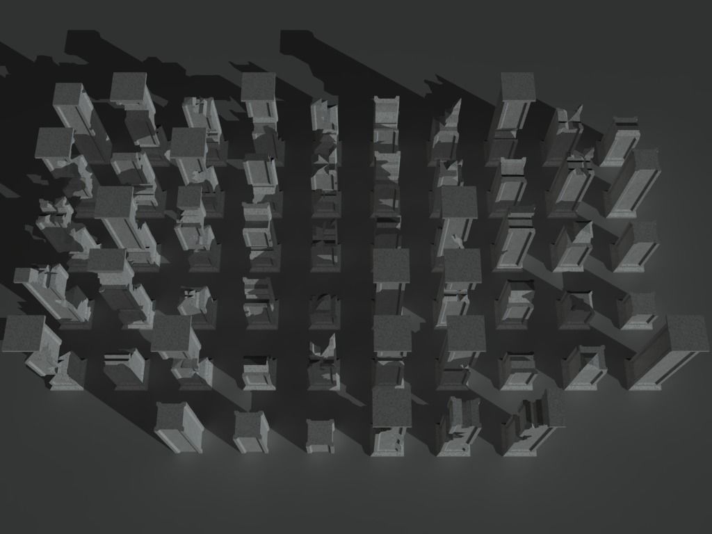Ruined Columns 2 Low-poly 3D model_9