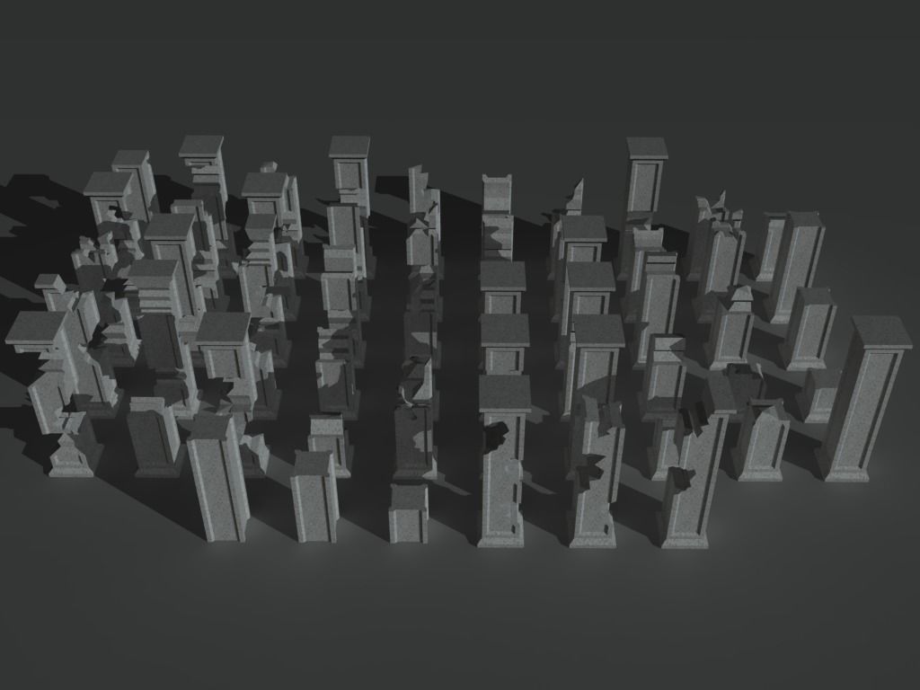 Ruined Columns 2 Low-poly 3D model_8