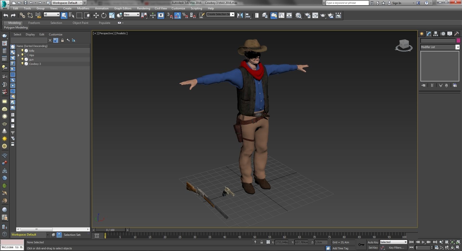 Western Cowboy 3 Low-poly 3D model_8