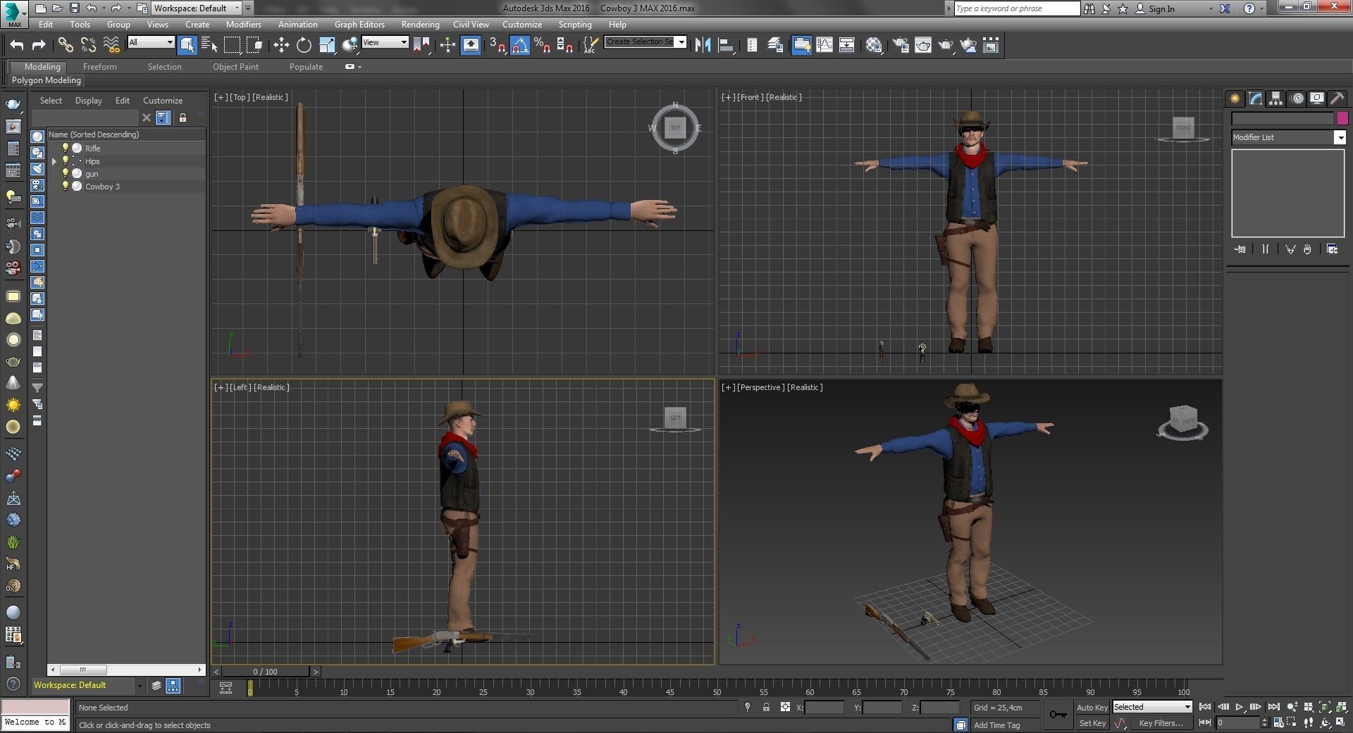 Western Cowboy 3 Low-poly 3D model_9