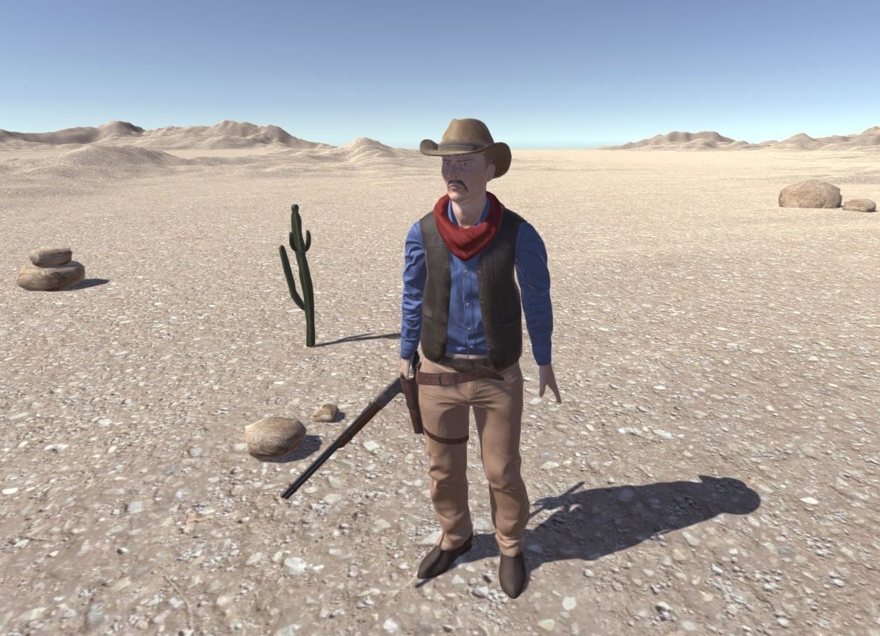 Western Cowboy 3 Low-poly 3D model_4