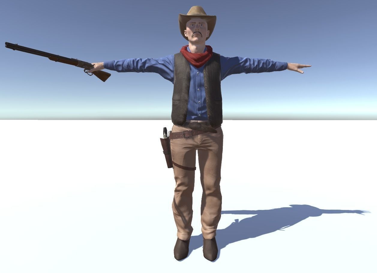 Western Cowboy 3 Low-poly 3D model_1
