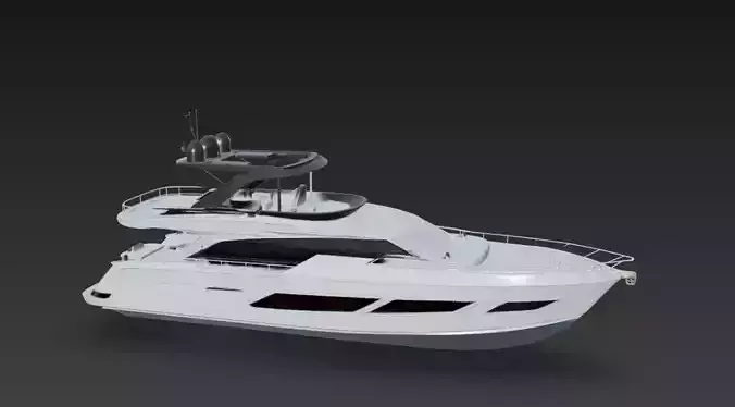 Modern Luxury Flybridge Super Yacht 3D Model