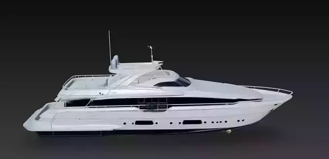 Premium Flybridge Yacht Exterior Detailed Marine Vessel