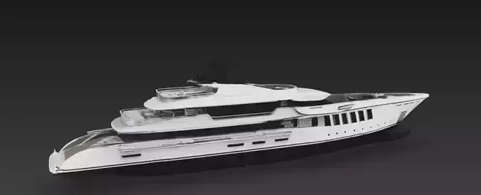 Ultra Luxury Mega Yacht Exterior - Modern Super Yacht 3D Model