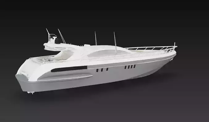 Modern White Sport Yacht Exterior - Luxury Motor Boat 3D Model