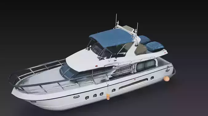 Modern Luxury Motor Yacht with Canopy Roof 3D Model