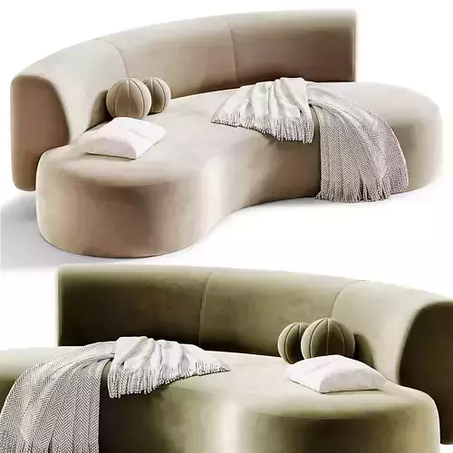 LEK Curved Banquette Sofa 3D model 5