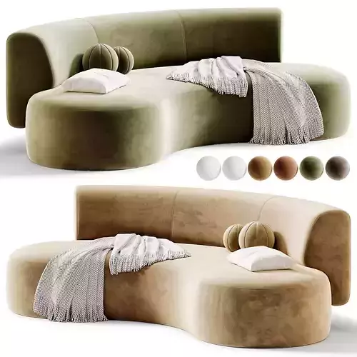 LEK Curved Banquette Sofa 3D model 3