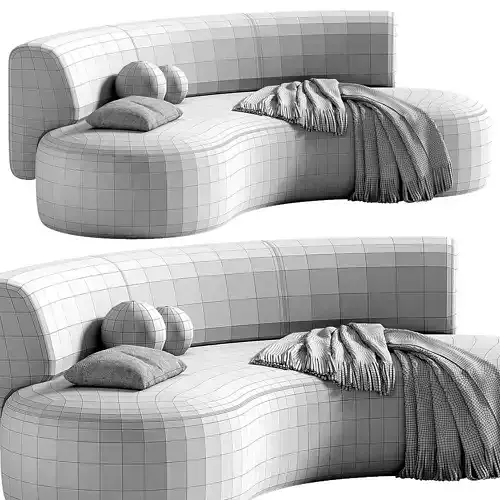 LEK Curved Banquette Sofa 3D model 7