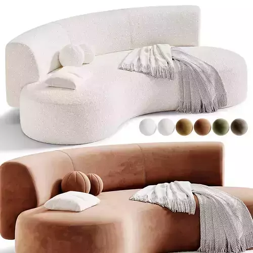 LEK Curved Banquette Sofa 3D model 4