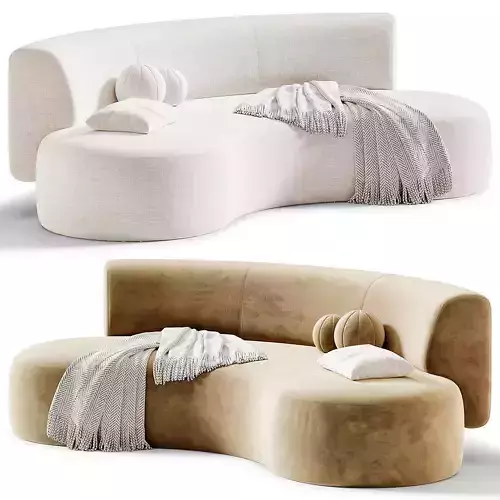 LEK Curved Banquette Sofa 3D model 6