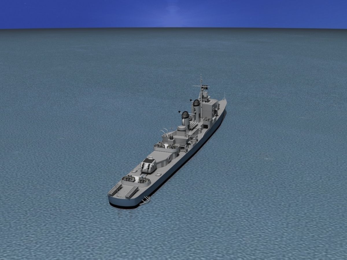 Sumner Class Destroyer  DD695 USS Cooper 3D model_6