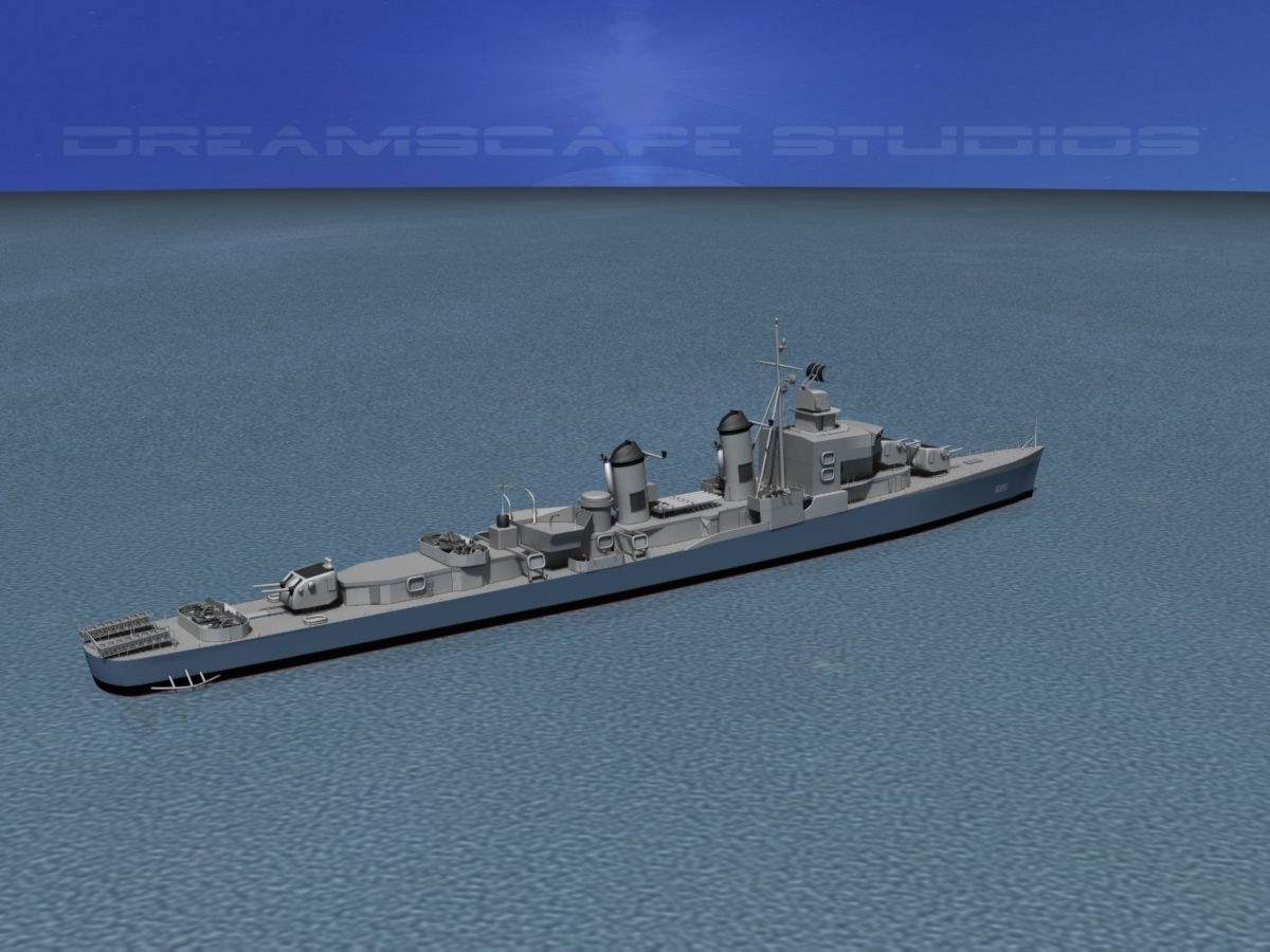 Sumner Class Destroyer  DD695 USS Cooper 3D model_5