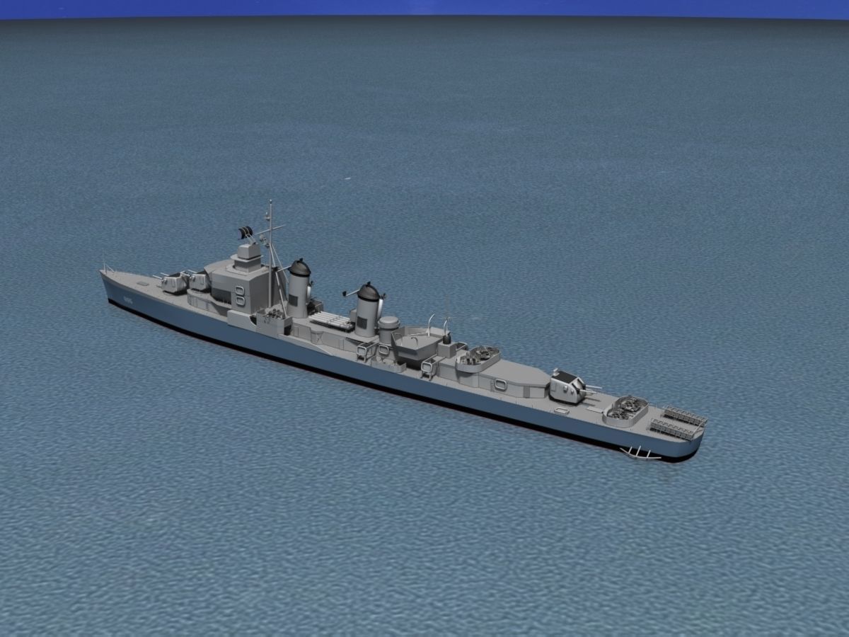 Sumner Class Destroyer  DD695 USS Cooper 3D model_8