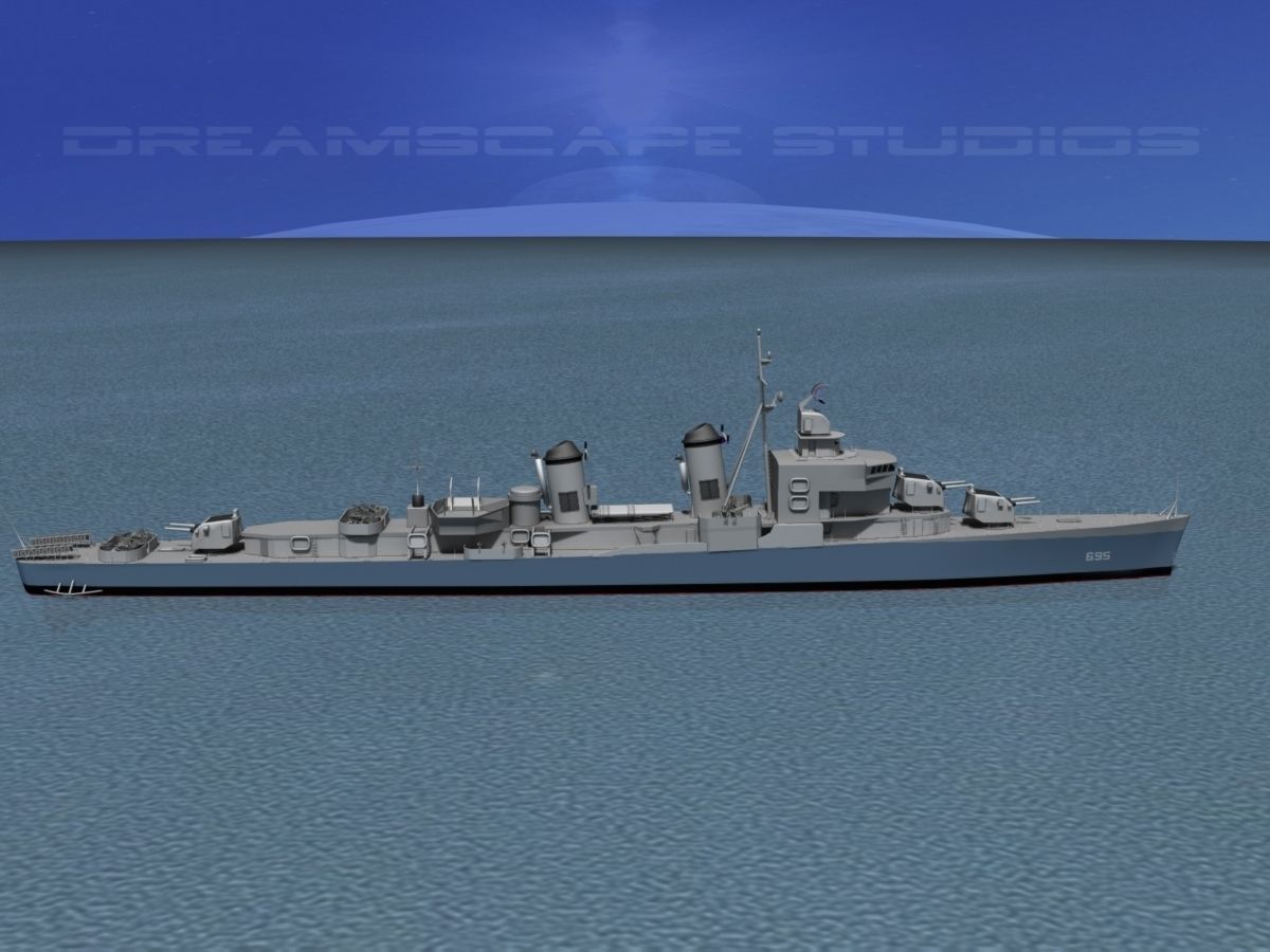 Sumner Class Destroyer  DD695 USS Cooper 3D model_4