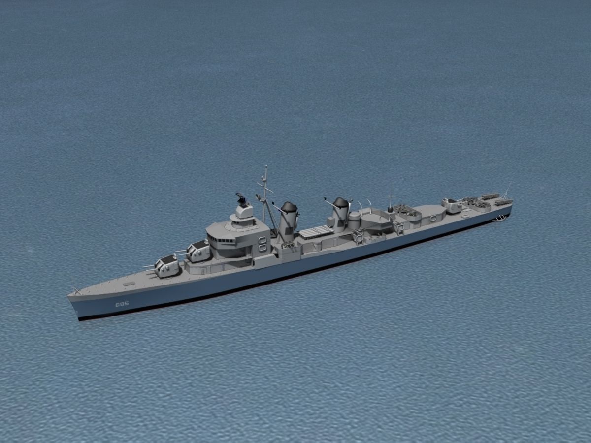 Sumner Class Destroyer  DD695 USS Cooper 3D model_9