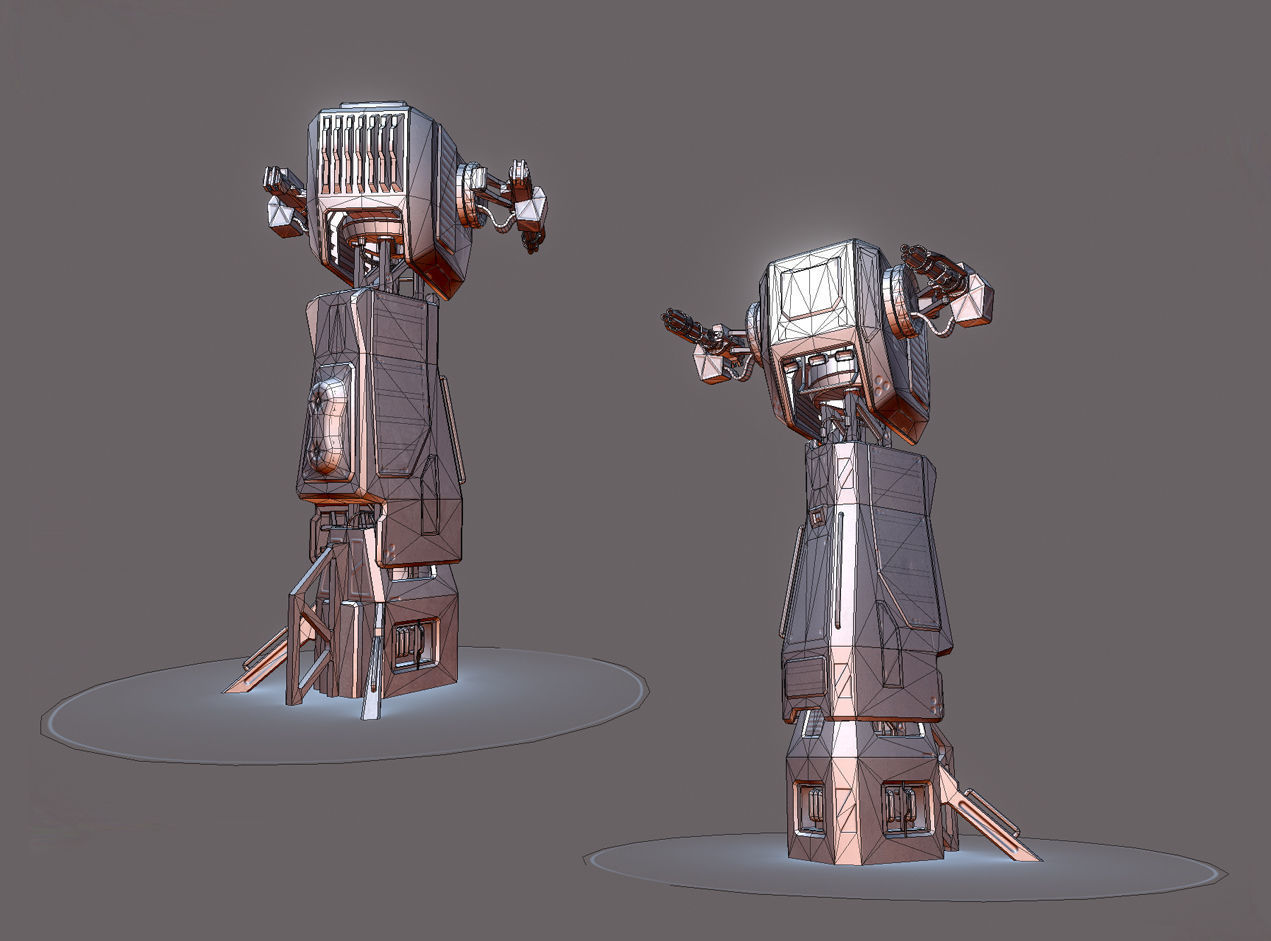 Turret Tower Low-poly 3D model_7