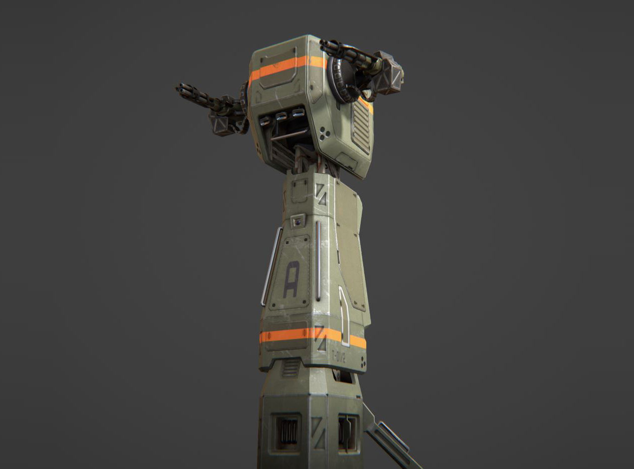Turret Tower Low-poly 3D model_5