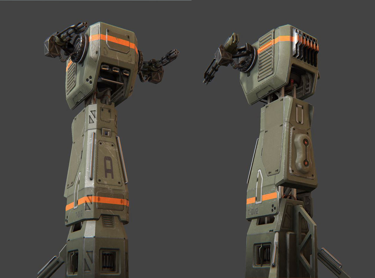 Turret Tower Low-poly 3D model_2
