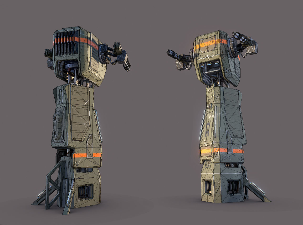 Turret Tower Low-poly 3D model_8
