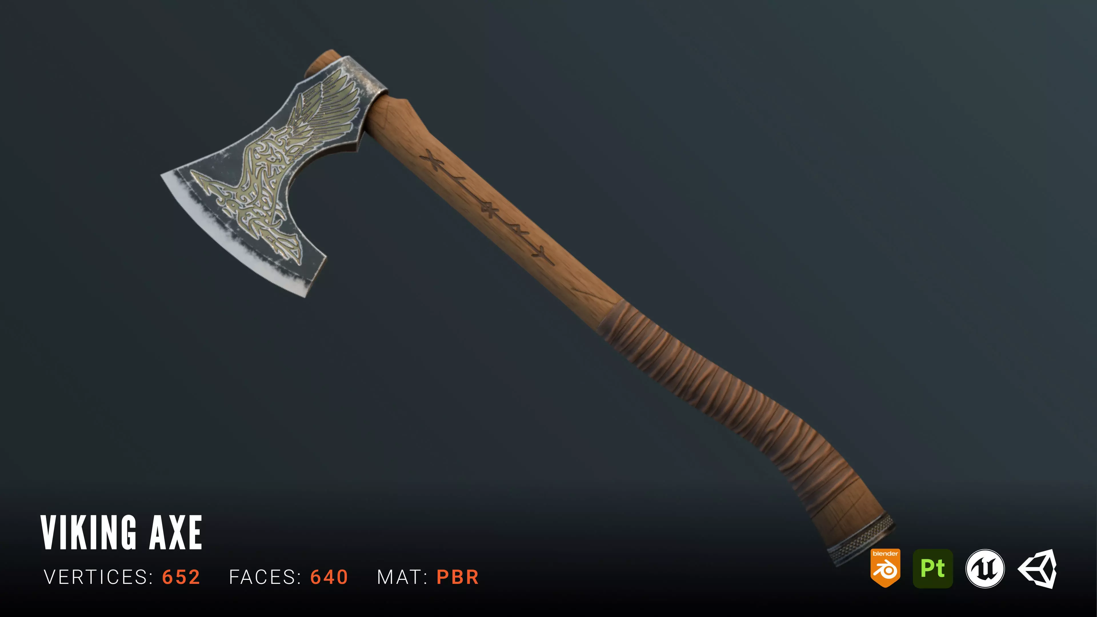 Viking Axe Low-poly 3D model