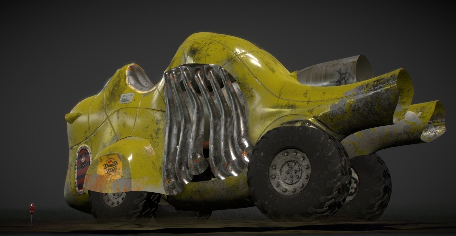 Turbo Truck Koala SteamPunk PBR Low-poly 3D model_3