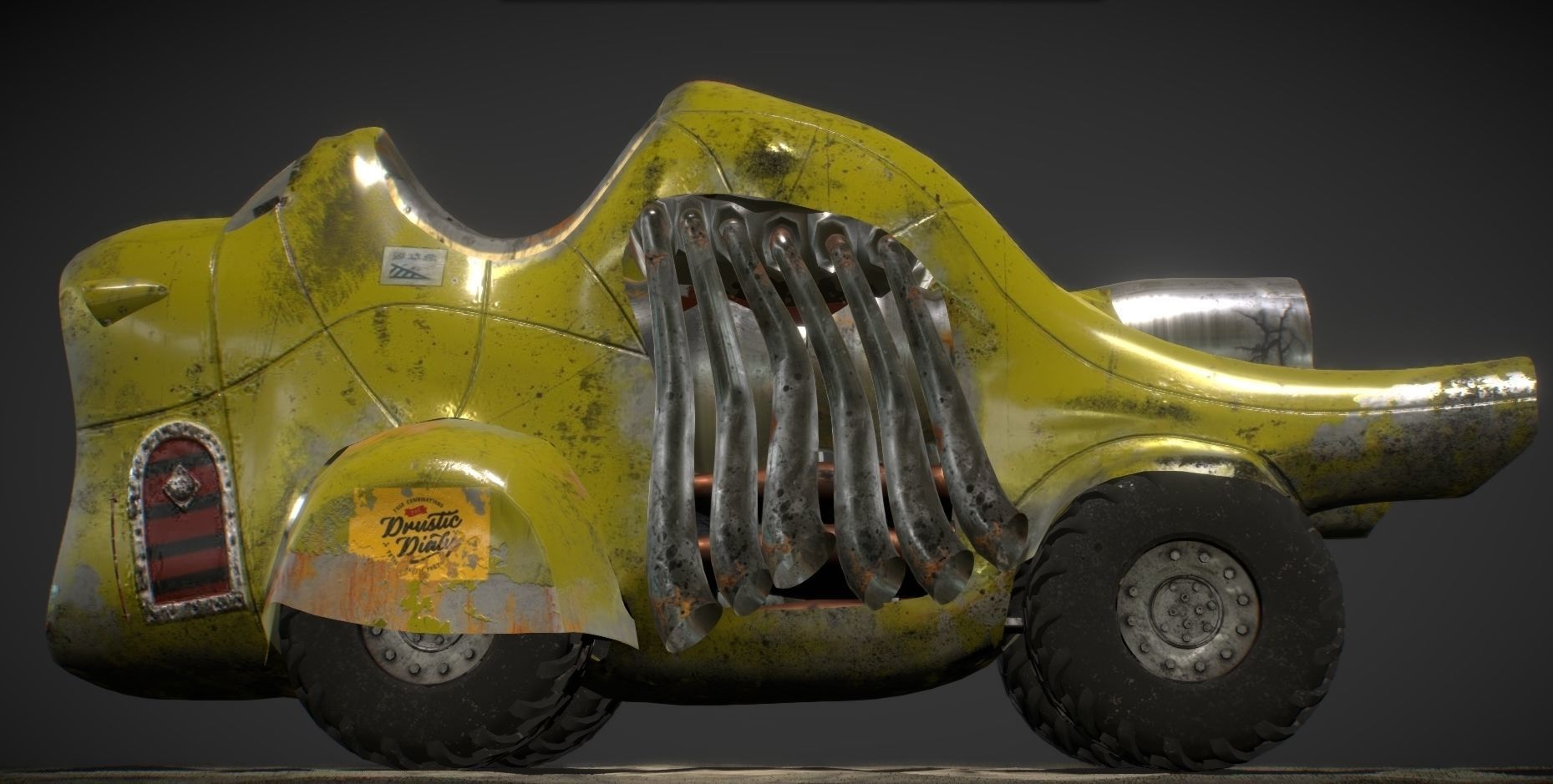 Turbo Truck Koala SteamPunk PBR Low-poly 3D model_5