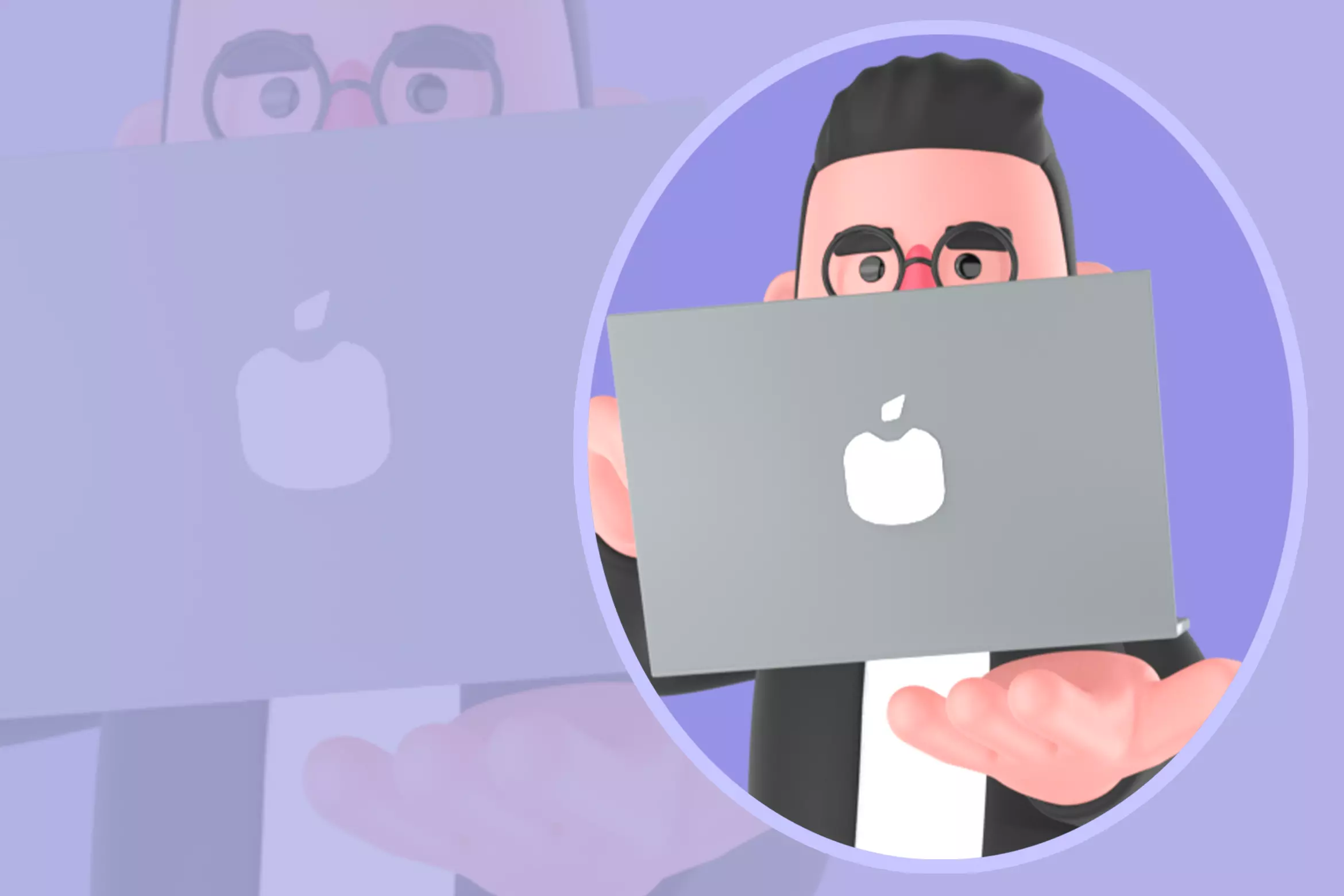 Stylized 3D Male Editor Character - Focused Laptop Typing Pose 3D model