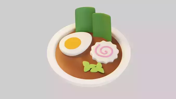 Bowl of Japanese Ramen 3D model 2