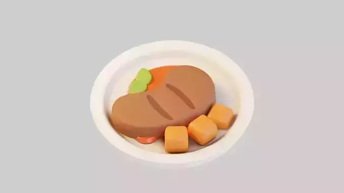 Grilled Meat with Potatoes 3D model