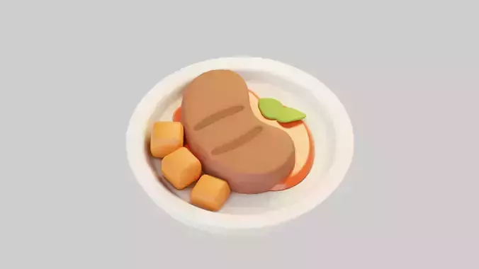 Grilled Meat with Potatoes 3D model 6