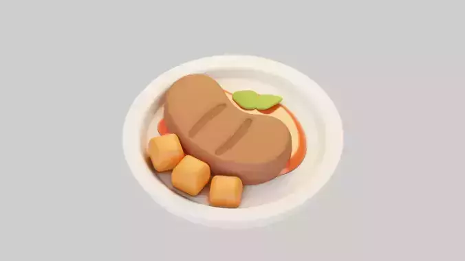 Grilled Meat with Potatoes 3D model 5