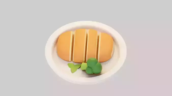 Sweet Bread with Cream Filling 3D model 5