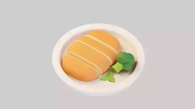 Sweet Bread with Cream Filling 3D model 2