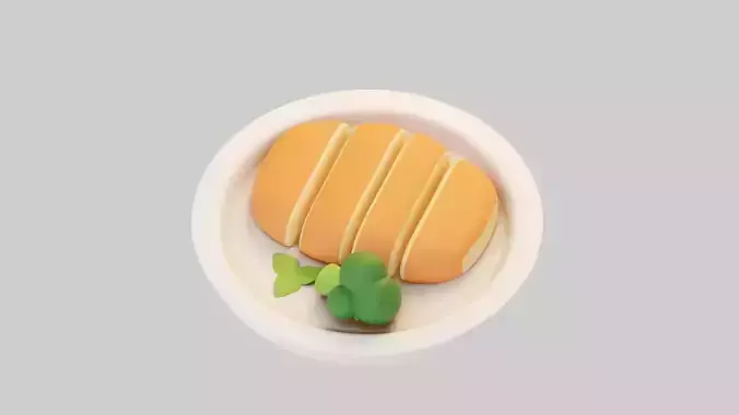 Sweet Bread with Cream Filling 3D model 6