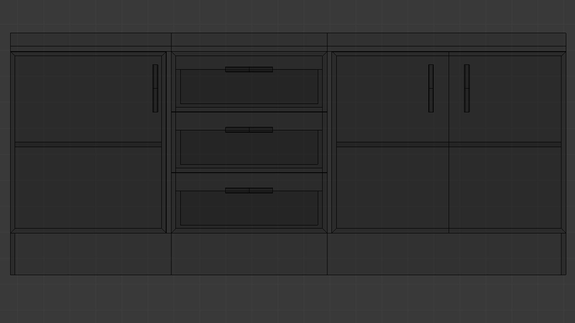 Cabinet 5 - Game Ready bathroom with granite counter top Low-poly 3D model_10