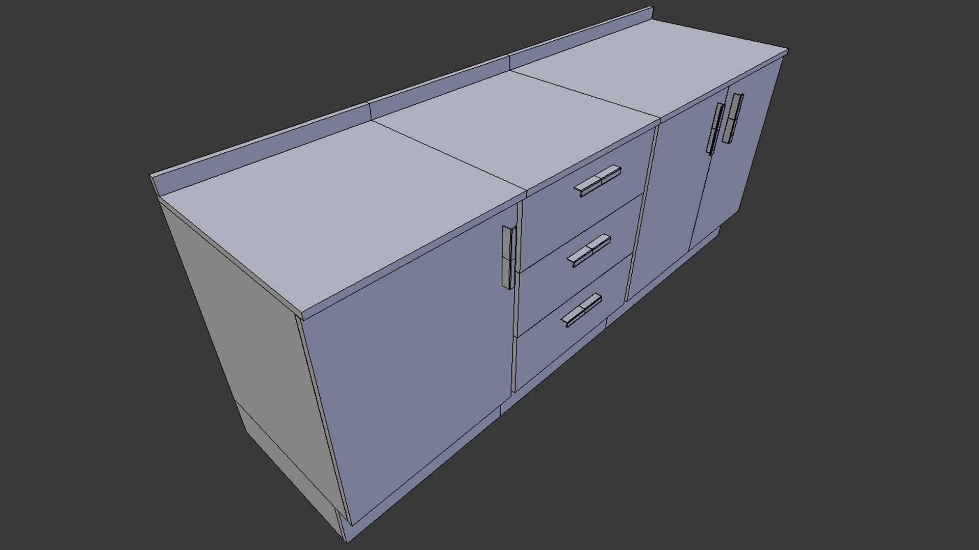 Cabinet 5 - Game Ready bathroom with granite counter top Low-poly 3D model_8