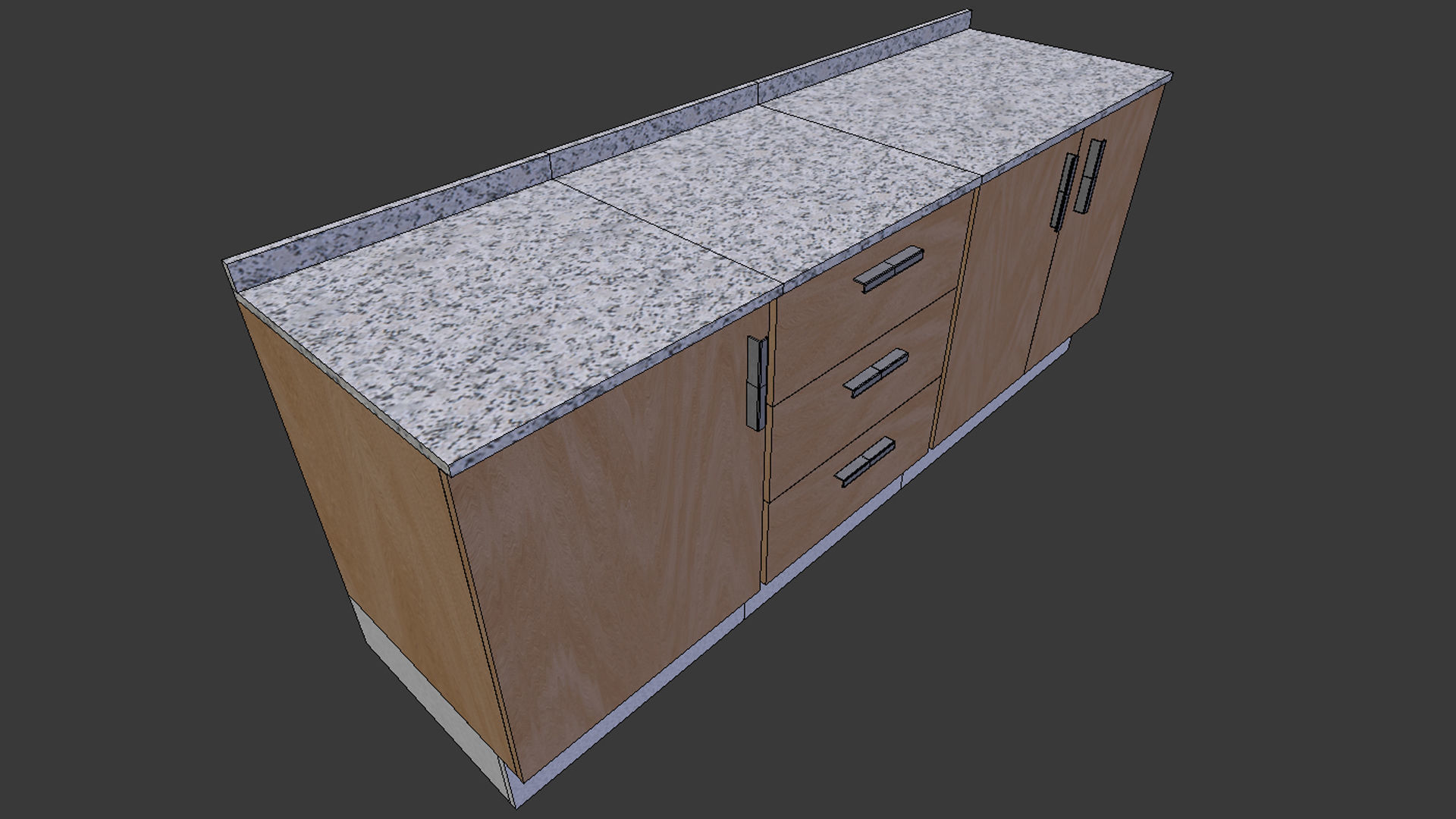Cabinet 5 - Game Ready bathroom with granite counter top Low-poly 3D model_7
