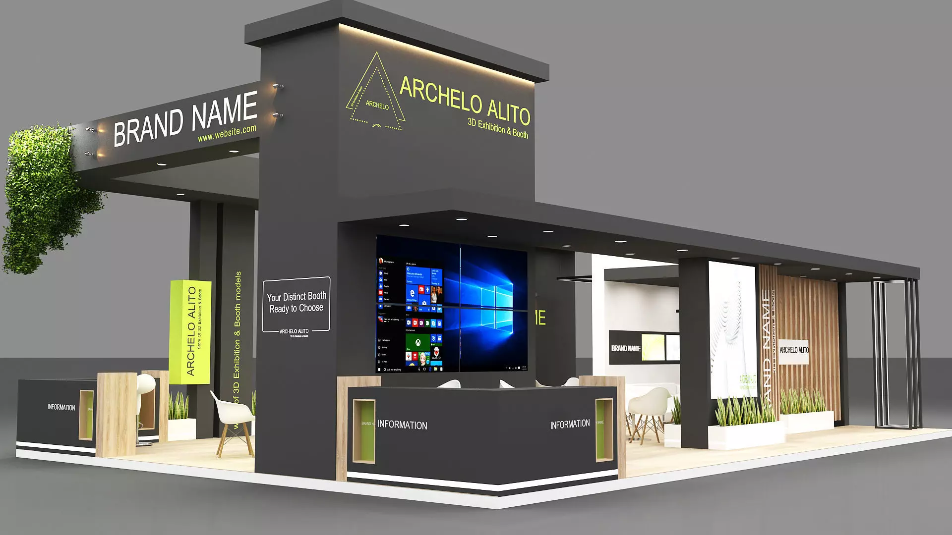 minimal exhibition booth 3D model