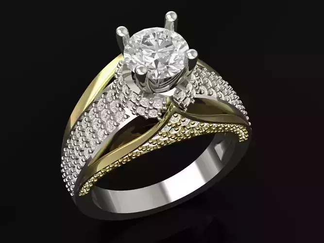 TJ 66 3D White Gold Ring With Diamond 3D print model