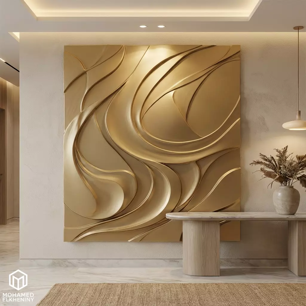 Modern Wave Relief Panel Wall Decor Set STL Mural CNC 366 3D model