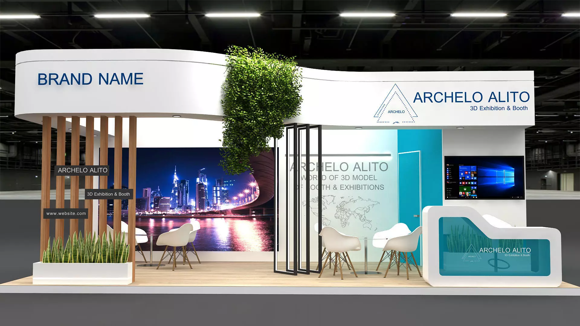exhibition booth 3 side open 3D model