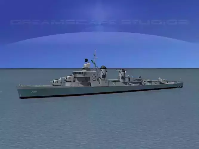 Sumner Class Destroyer  DD722 USS Barton 3D model