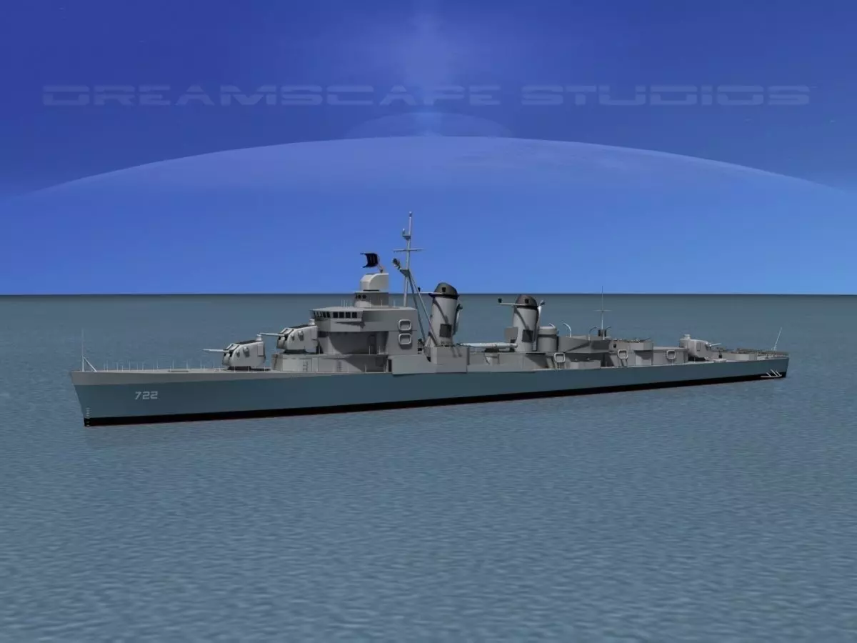 Sumner Class Destroyer DD722 USS Barton 3D model