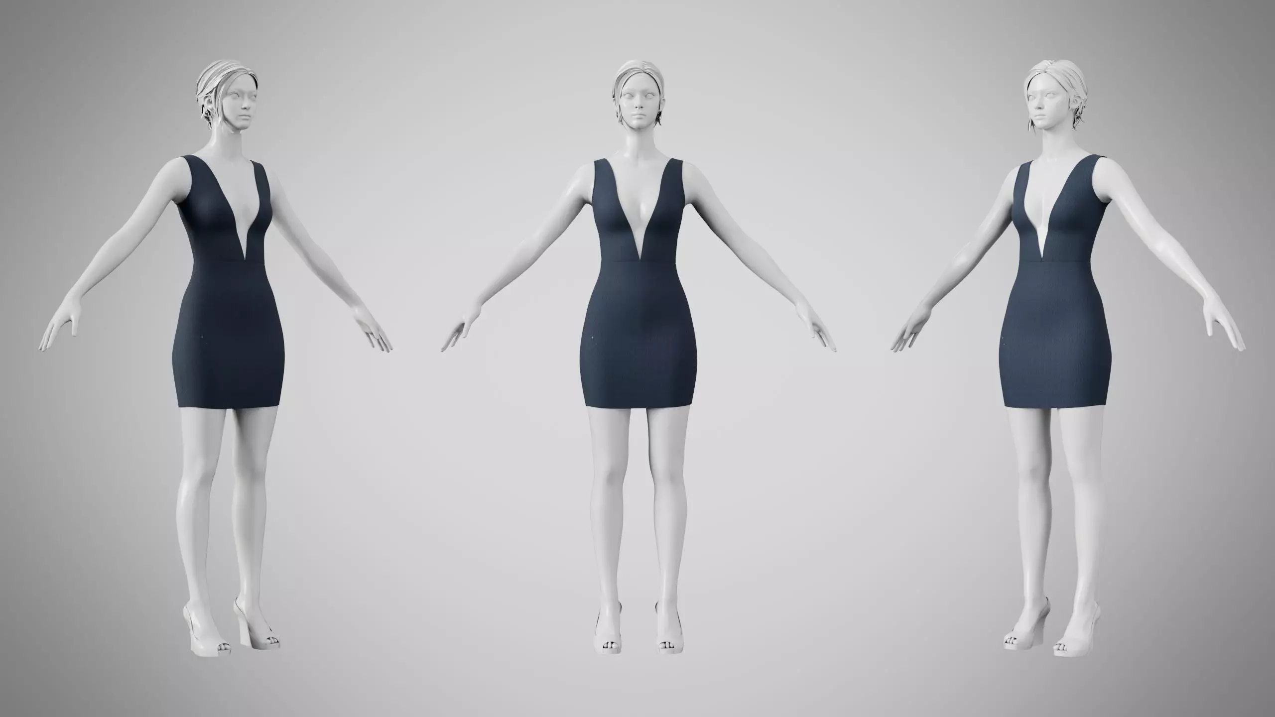 Dress 34 Digital Pulse Brocade v2 Low-poly 3D model
