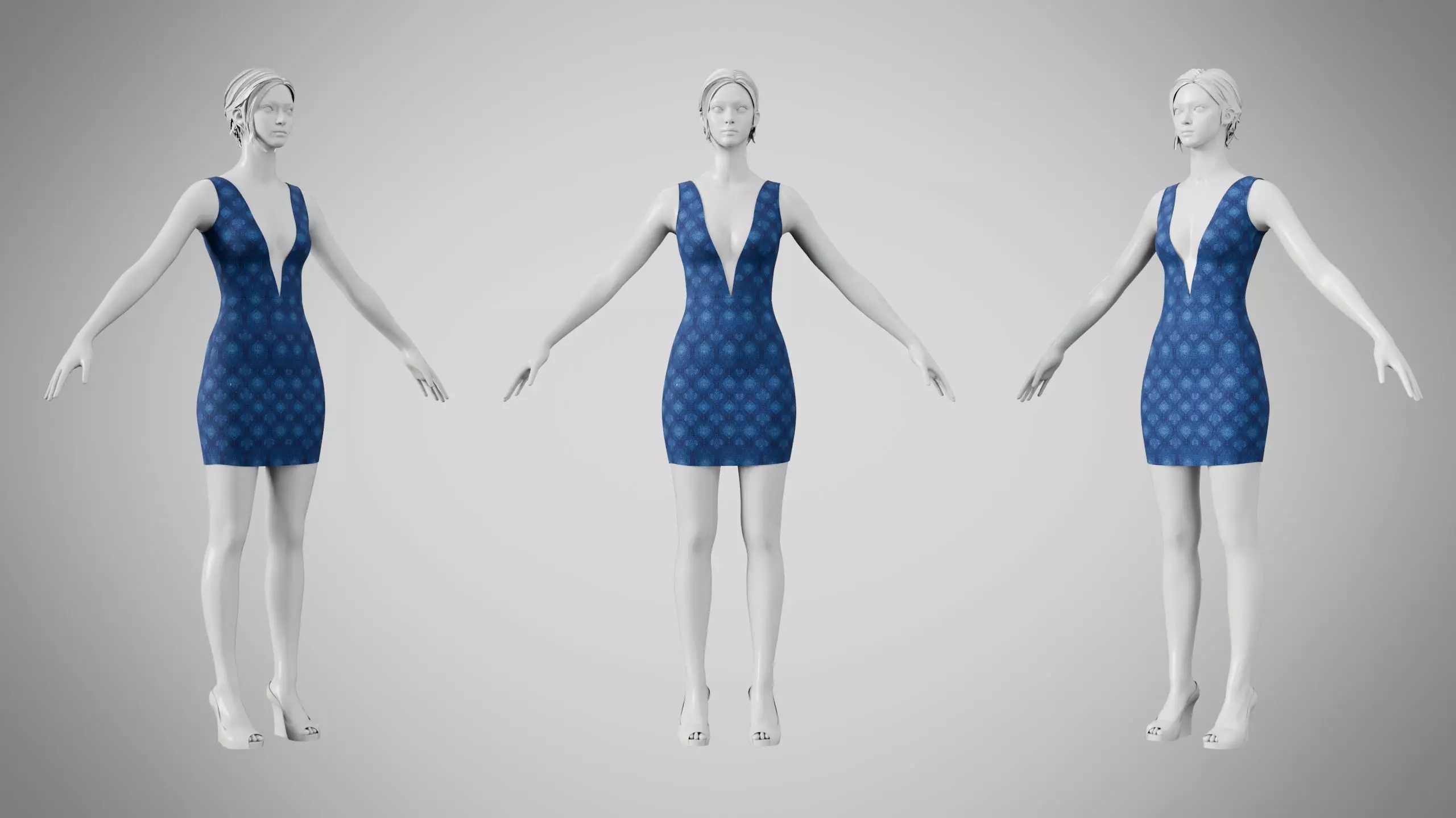 Dress 34 Digital Pulse Brocade Low-poly 3D model