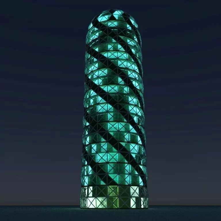 Skyscraper 4 glass sphere 3D model_0